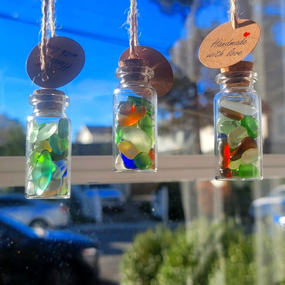 GENUINE SURF TUMBLED SEAGLASS SUNCATCHERS